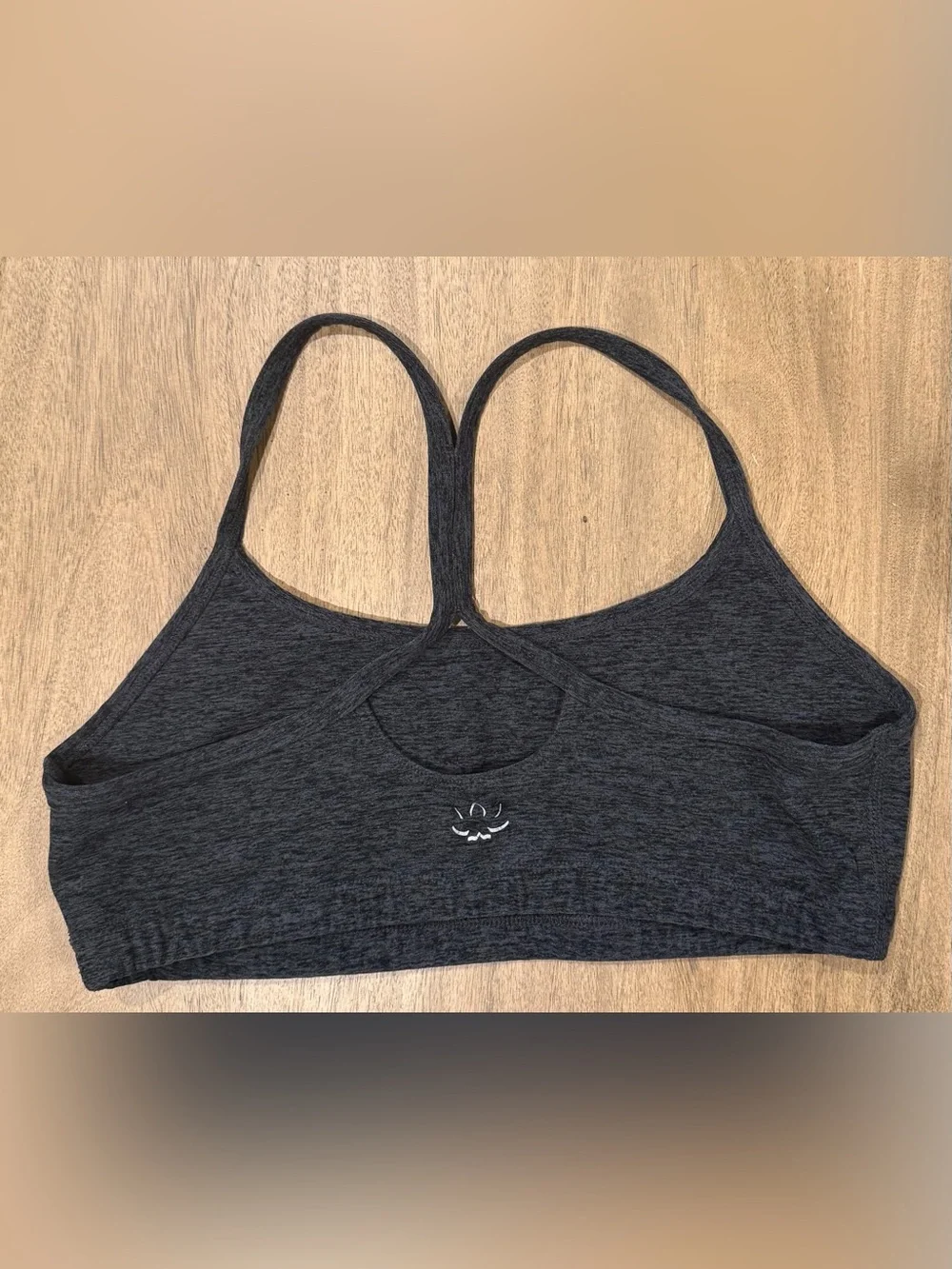 BEYOND YOGA Spacedye Enlighten Racerback Gray Sports Bra Black Charcoal Size S